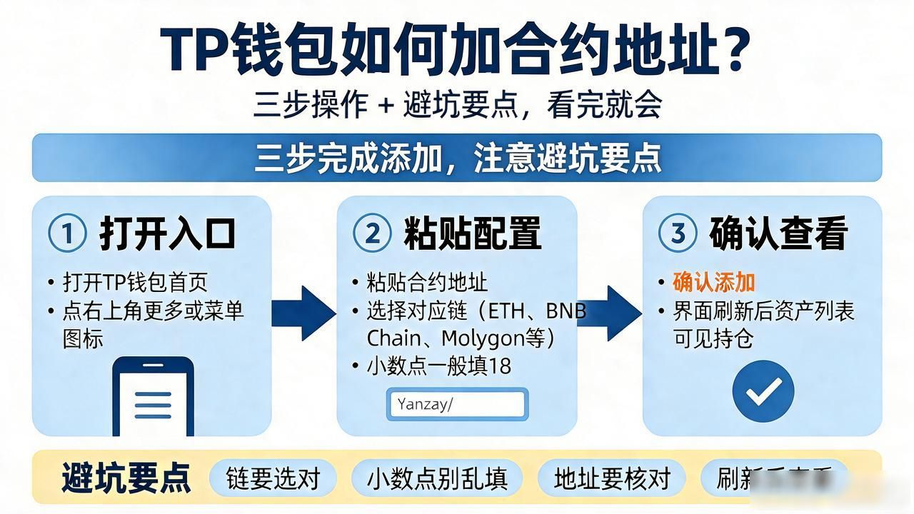 tp钱包如何加合约地址？三步操作加避坑要点，看完就会